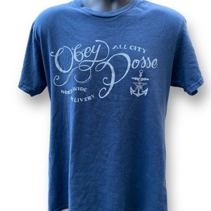 Obey Posse Vintage T-shirt Medium Blue Made in USA